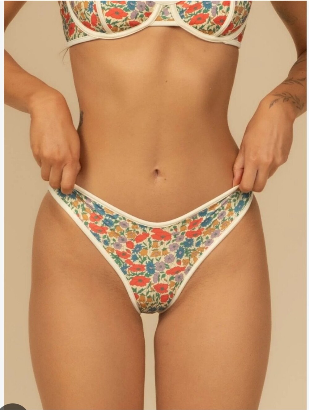 Montce Floral Bikini Bottom in Red, Blue, Green & Purple
